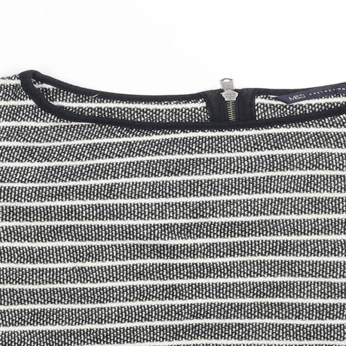 M&S Womens Black Striped  Pullover Sweatshirt Size 16