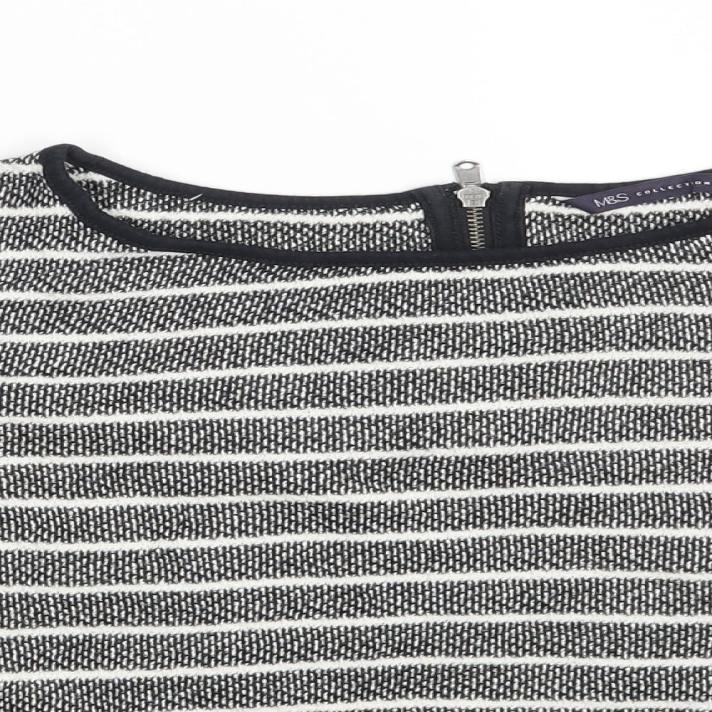 M&S Womens Black Striped  Pullover Sweatshirt Size 16