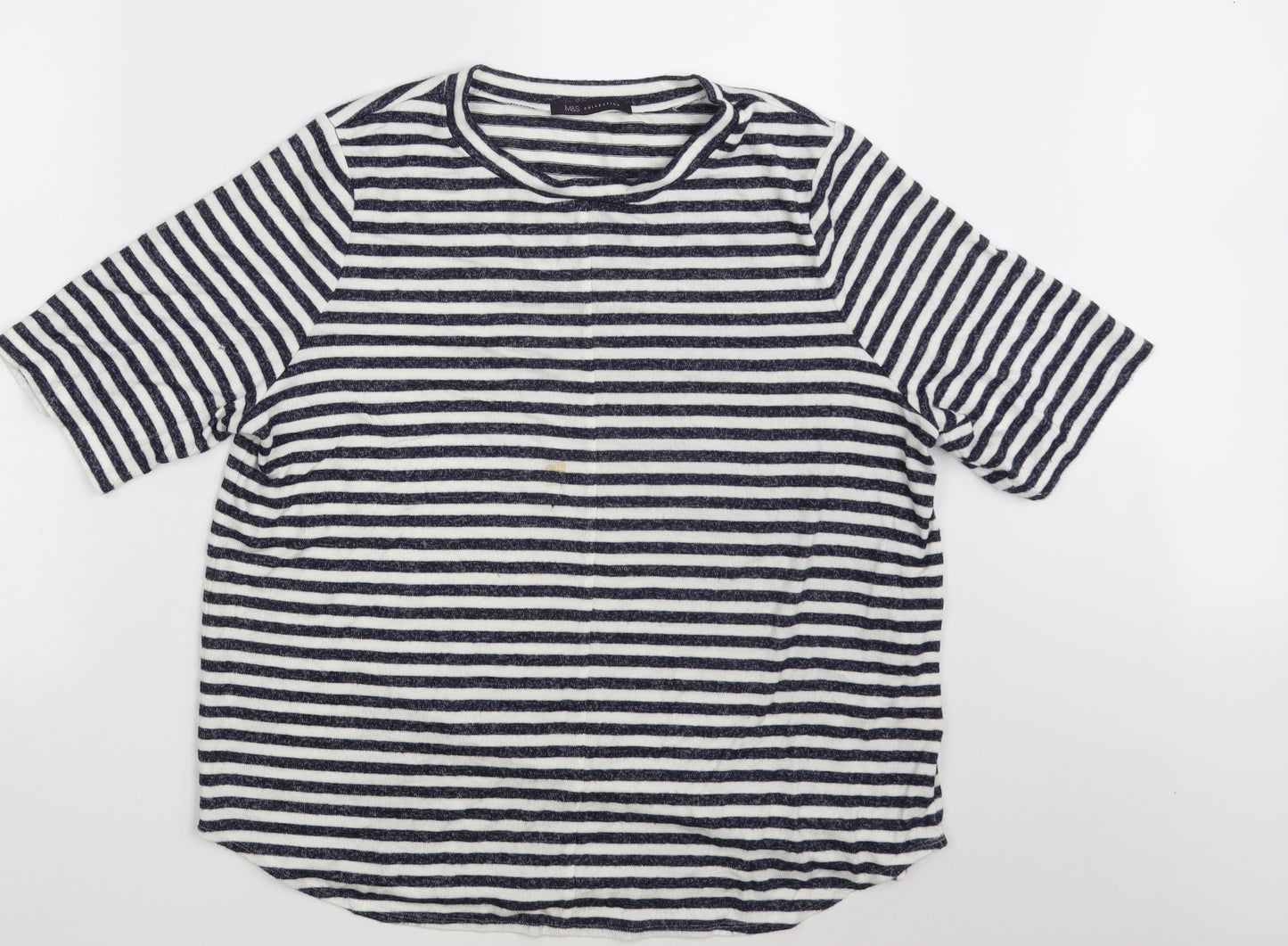 M&S Womens Black Striped  Pullover Sweatshirt Size 18