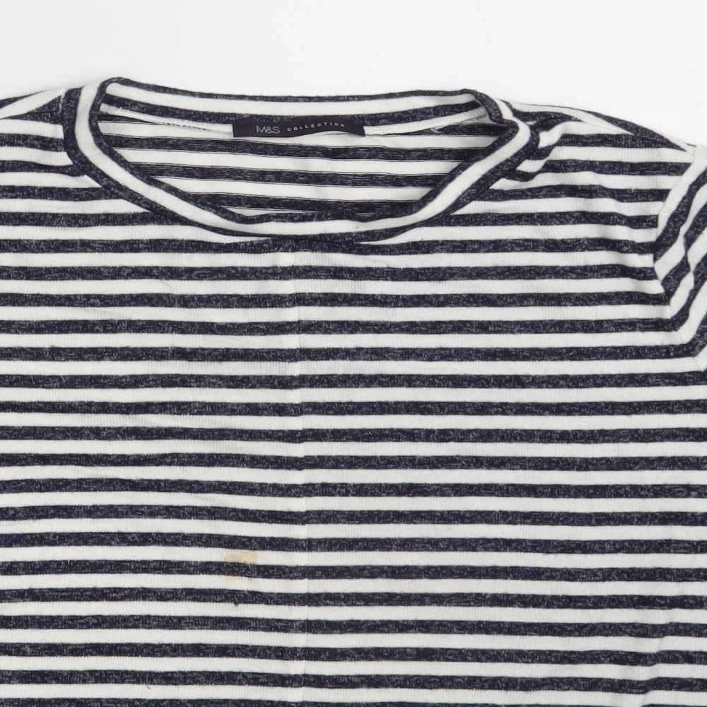 M&S Womens Black Striped  Pullover Sweatshirt Size 18