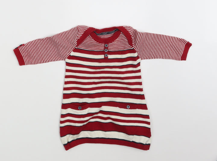 M&S Girls Multicoloured Striped Pullover Jumper Size 3-6 Months