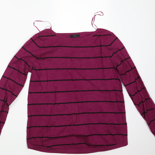 M&Co. Womens Purple Striped  Pullover Jumper Size 14