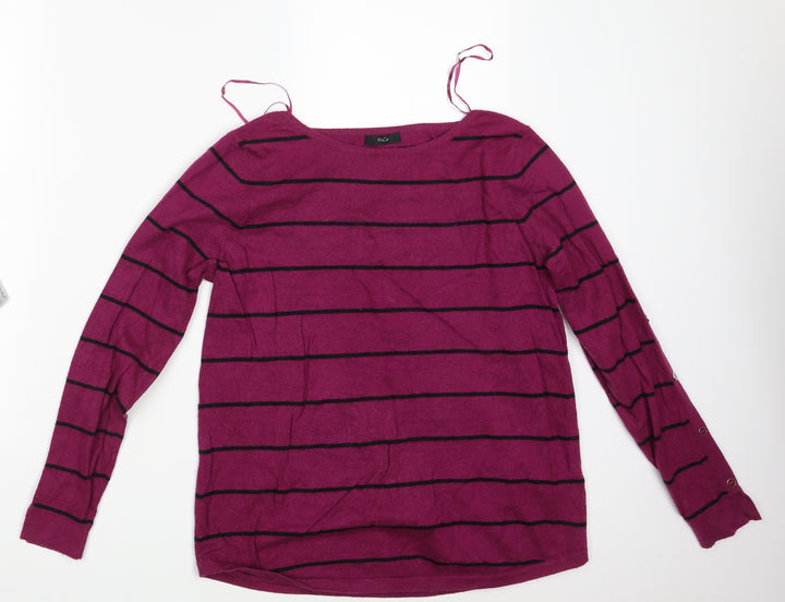 M&Co. Womens Purple Striped  Pullover Jumper Size 14