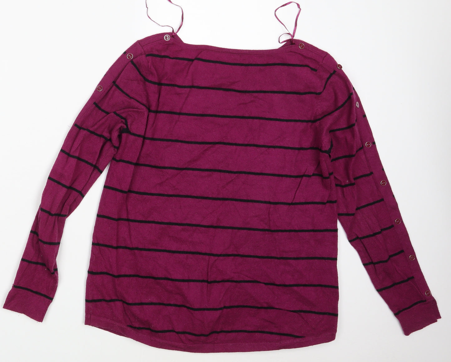 M&Co. Womens Purple Striped  Pullover Jumper Size 14