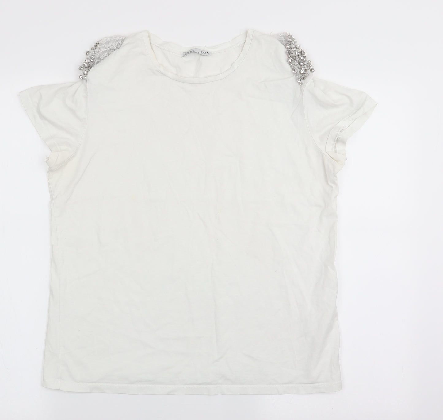 Zara Womens White   Basic T-Shirt Size L