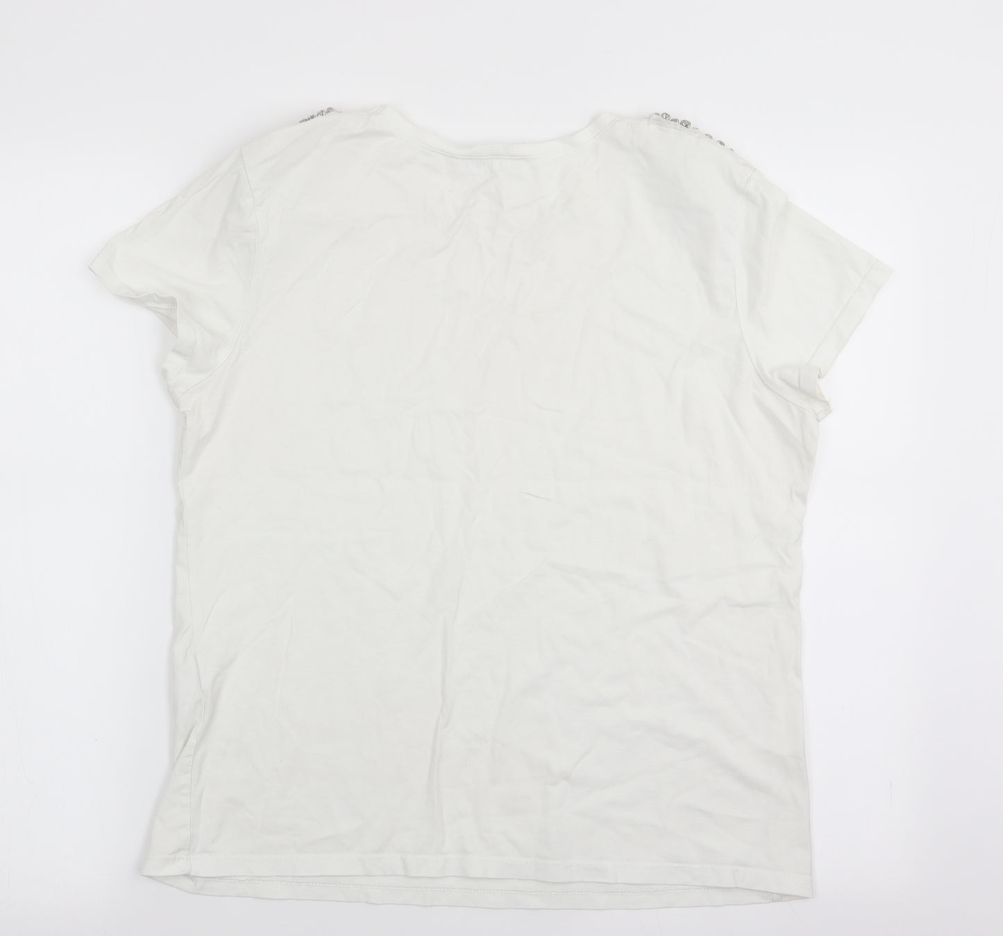 Zara Womens White   Basic T-Shirt Size L
