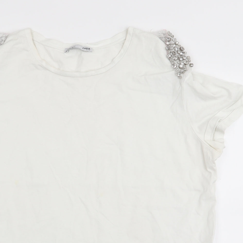 Zara Womens White   Basic T-Shirt Size L