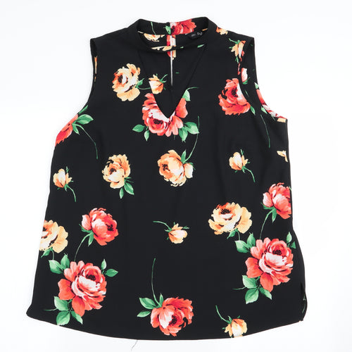 F&F Womens Black Floral  Basic Blouse Size 16