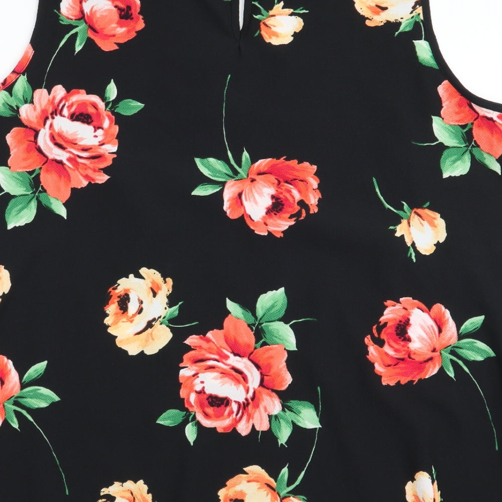 F&F Womens Black Floral  Basic Blouse Size 16