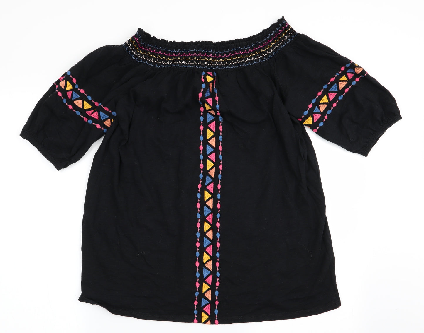 Asda George Womens Black Geometric  Basic Blouse Size 14