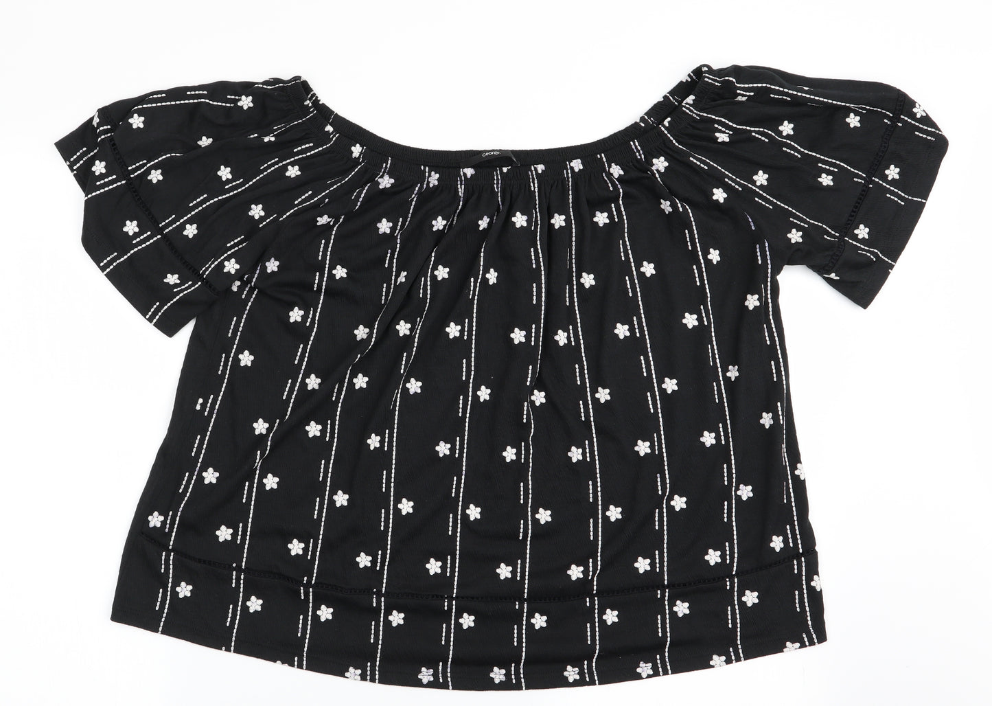 Asda George Womens Black Geometric  Basic Blouse Size 16