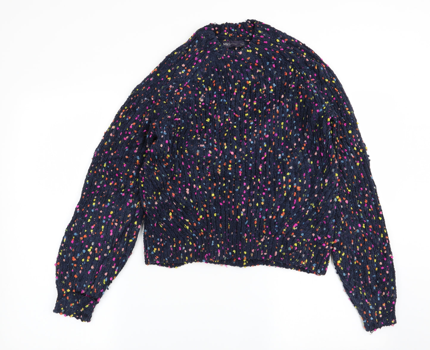 M&S Womens Blue Polka Dot  Pullover Jumper Size S