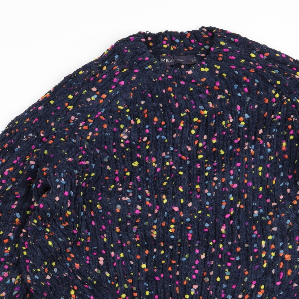 M&S Womens Blue Polka Dot  Pullover Jumper Size S
