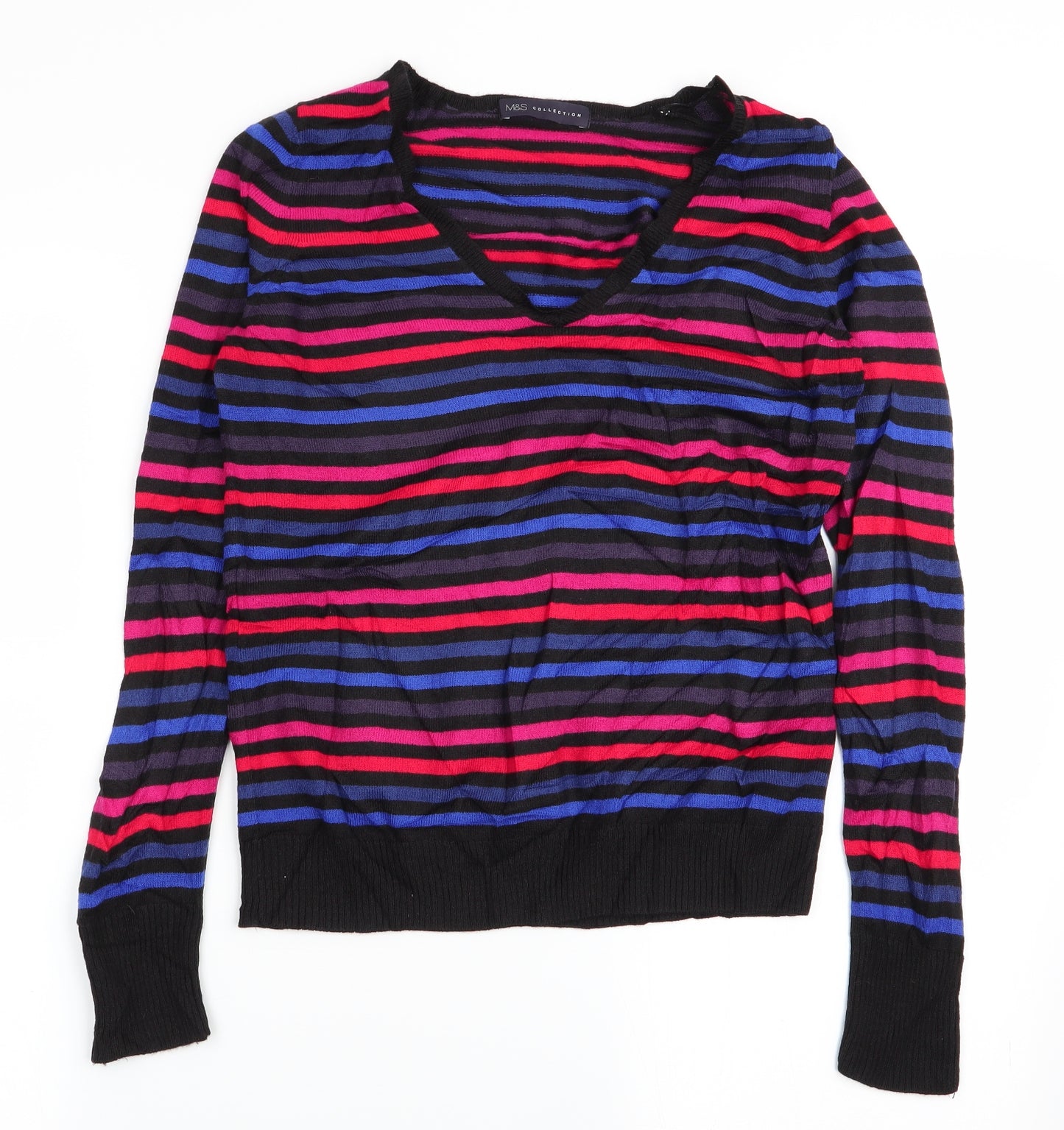 M&S Womens Multicoloured Striped  Pullover Jumper Size 12