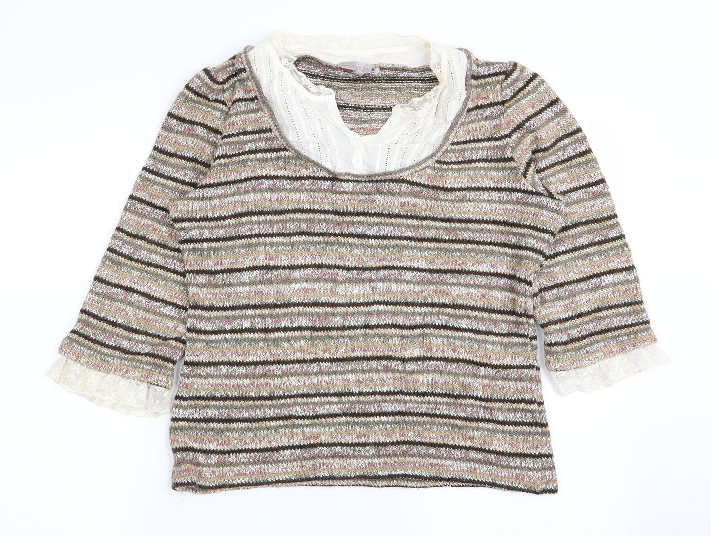 Per Una Womens Multicoloured Striped  Pullover Jumper Size L