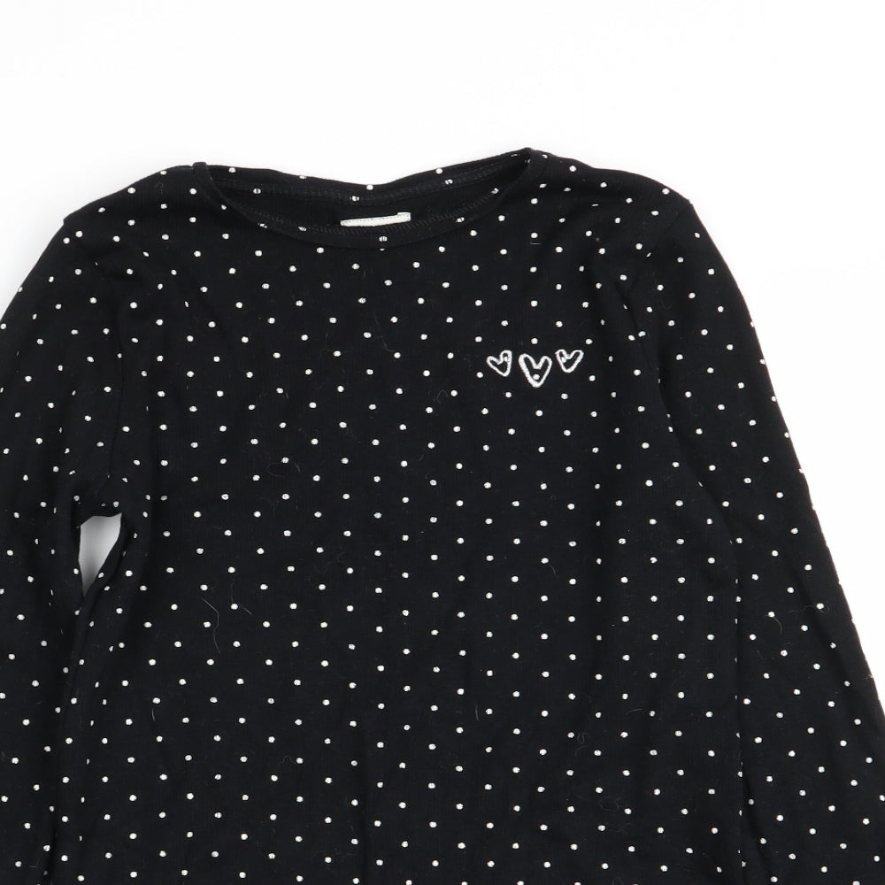 F&F Girls Black Polka Dot  Basic T-Shirt Size 12-13 Years