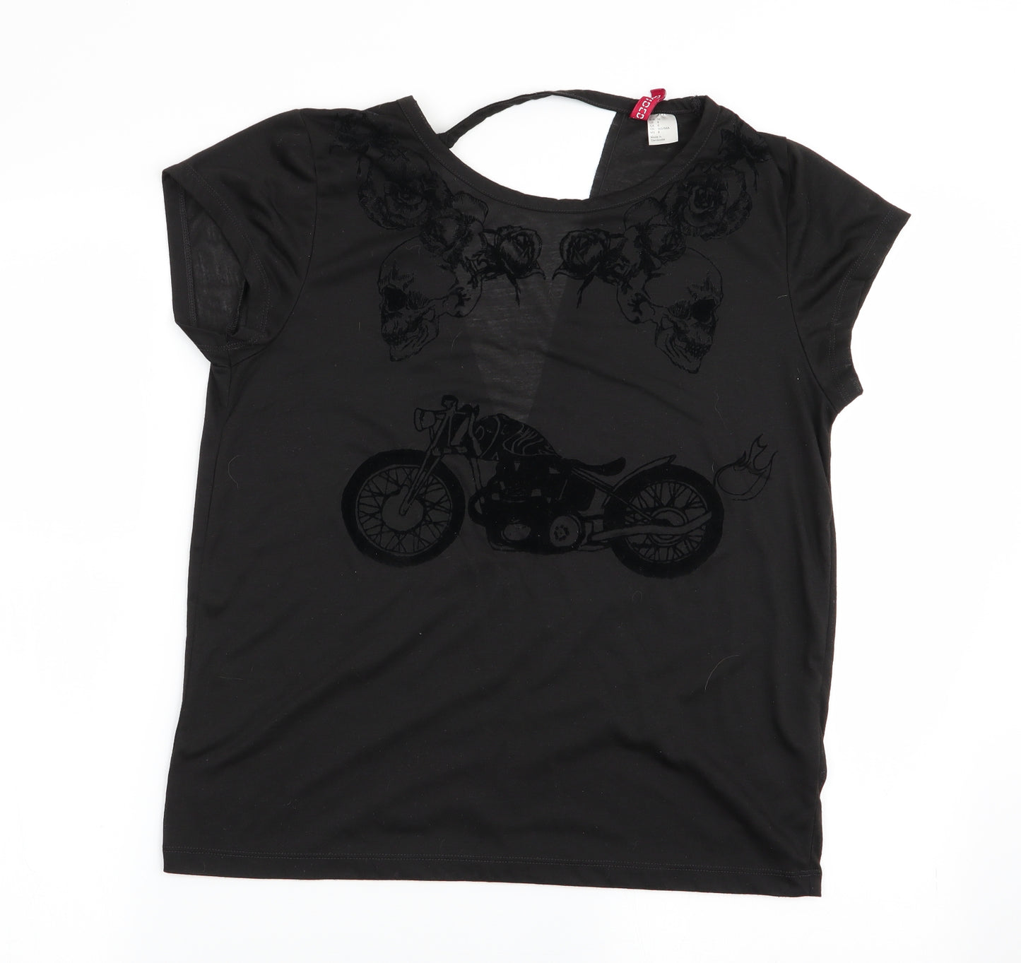 Divided by H&M Womens Black Geometric  Basic T-Shirt Size 10