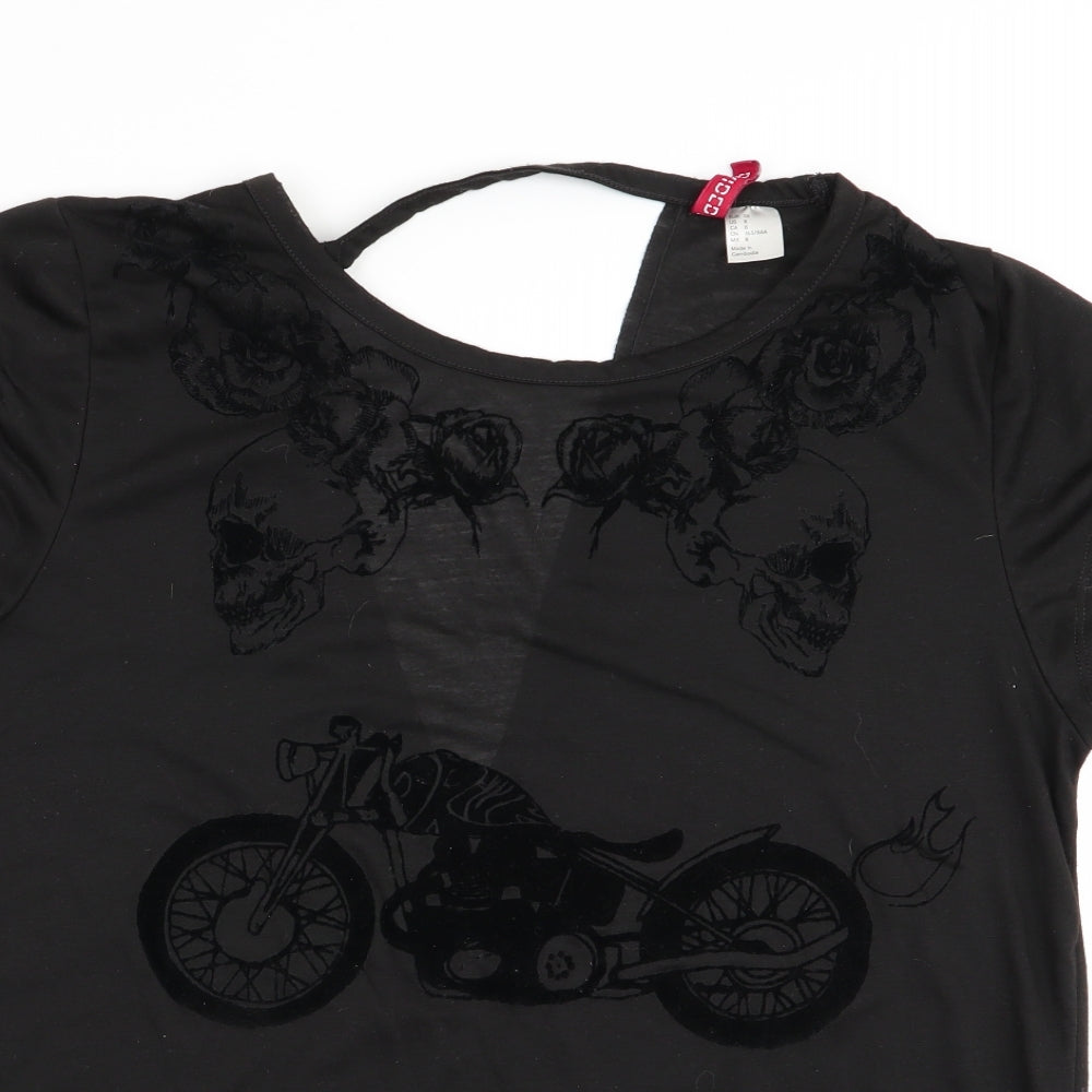 Divided by H&M Womens Black Geometric  Basic T-Shirt Size 10