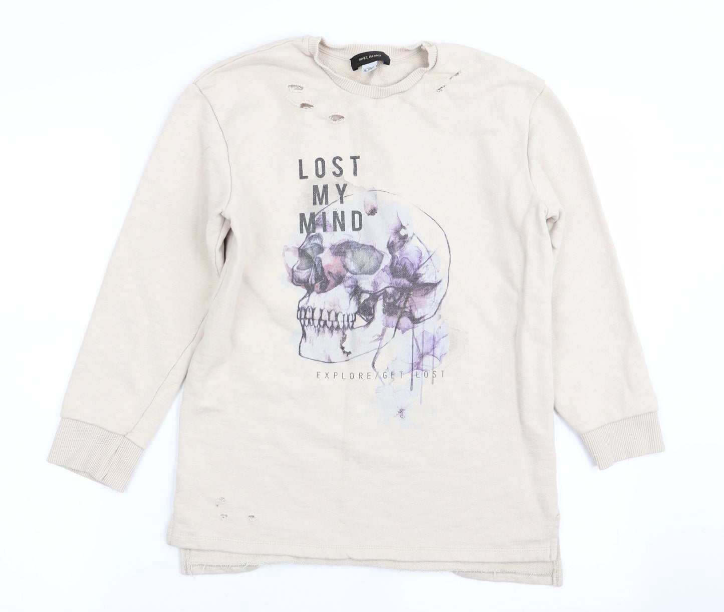 River Island Girls Beige Geometric  Pullover Jumper Size 9-10 Years