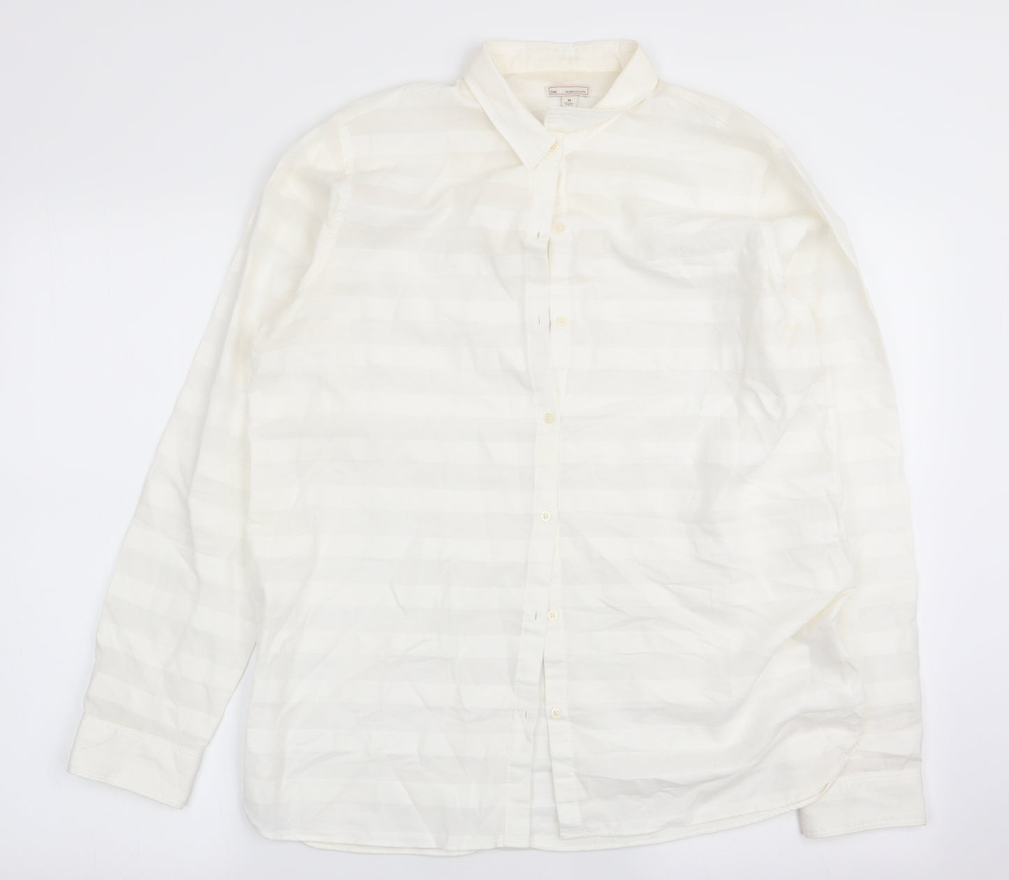 Gap Mens White Striped   Button-Up Size M