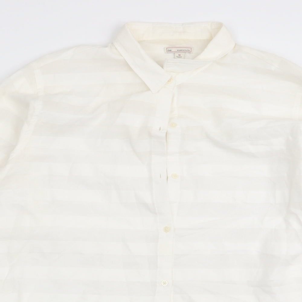 Gap Mens White Striped   Button-Up Size M