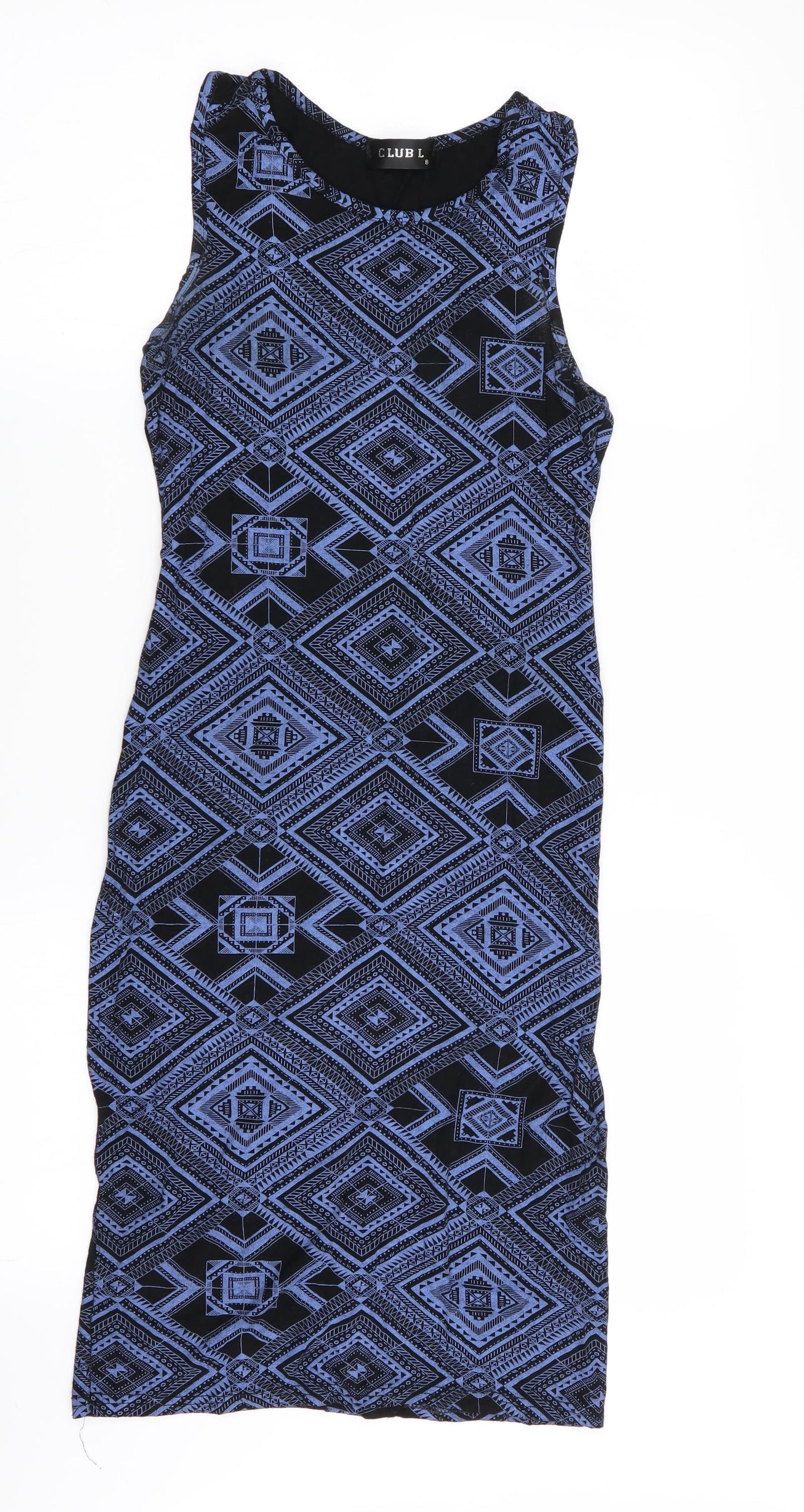 Club L Womens Multicoloured Geometric  Pencil Dress  Size 8