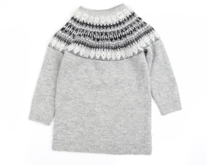 Primark Girls Grey Geometric  Pullover Jumper Size 7-8 Years