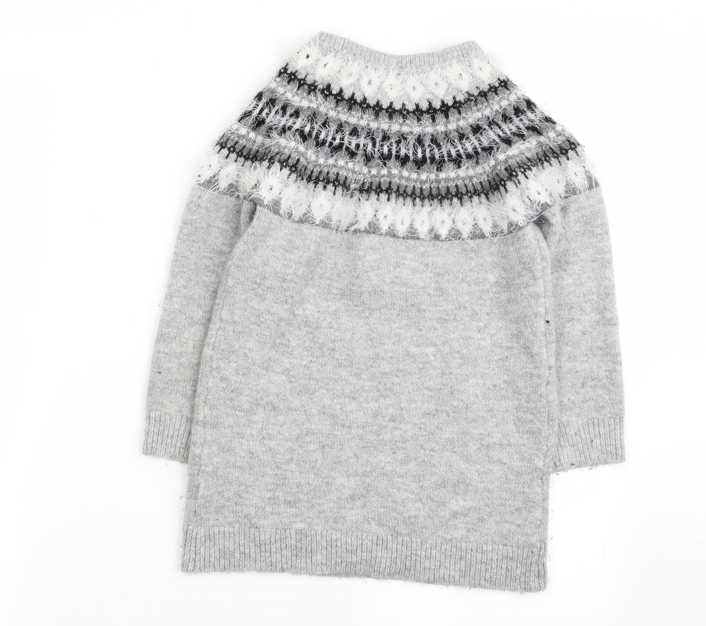 Primark Girls Grey Geometric  Pullover Jumper Size 7-8 Years