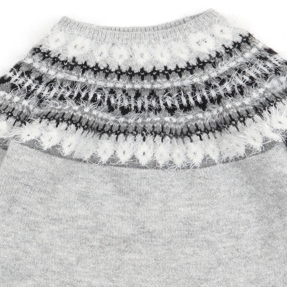 Primark Girls Grey Geometric  Pullover Jumper Size 7-8 Years