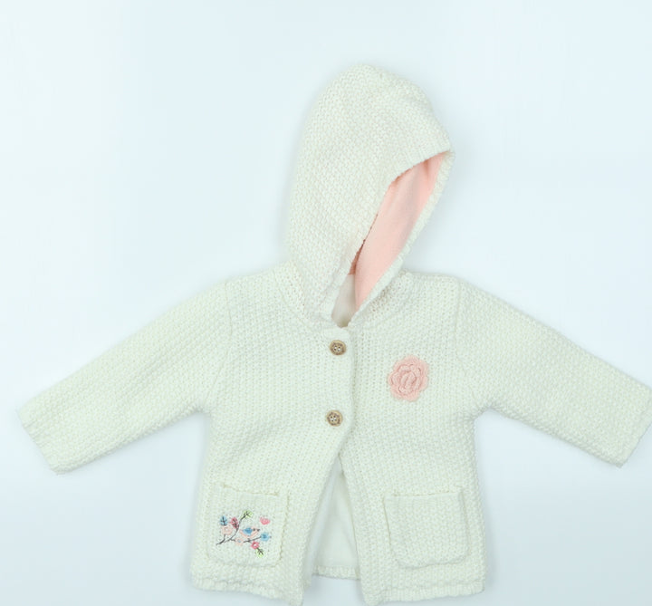 George Girls White Cardigan Jumper Size 6-9 Months