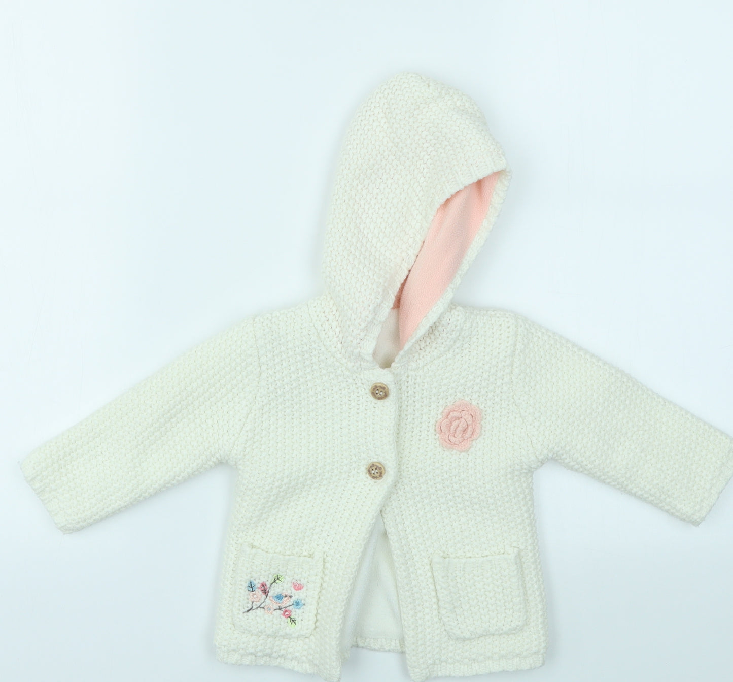 George Girls White   Cardigan Jumper Size 6-9 Months