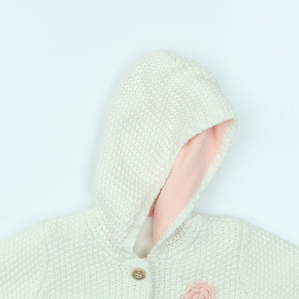 George Girls White   Cardigan Jumper Size 6-9 Months