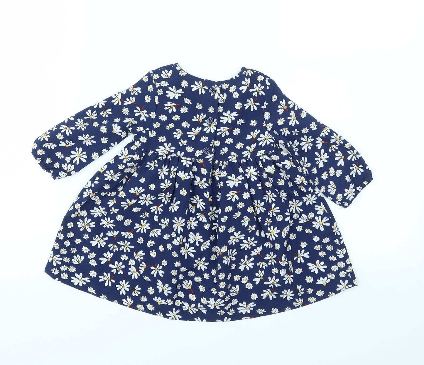 M&Co Girls Blue Floral  Fit & Flare  Size 3-6 Months