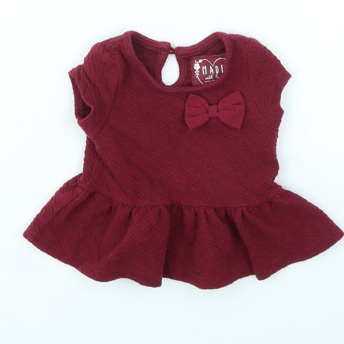 Young Dimension Girls Red   Basic T-Shirt Size 3-6 Months