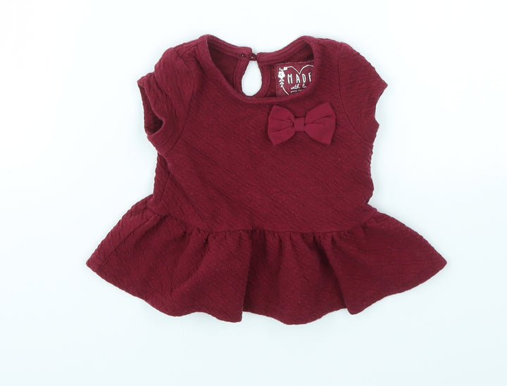 Young Dimension Girls Red   Basic T-Shirt Size 3-6 Months