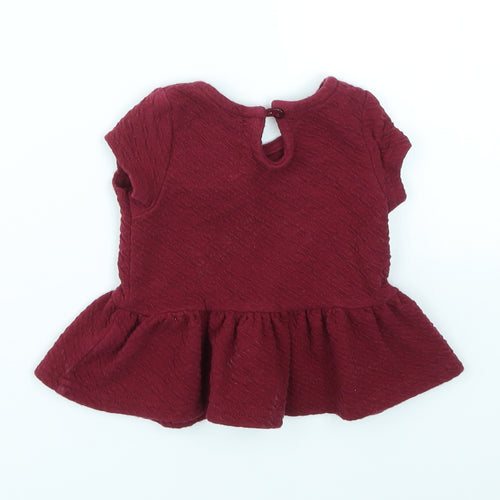 Young Dimension Girls Red   Basic T-Shirt Size 3-6 Months
