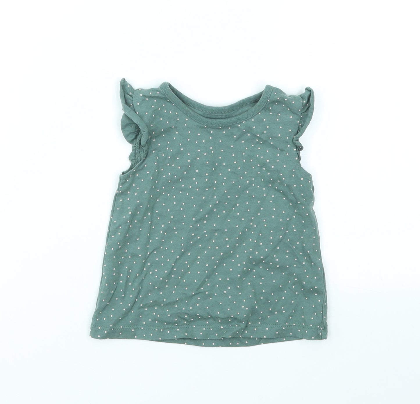 George Girls Green Spotted  Basic T-Shirt Size 3-4 Years