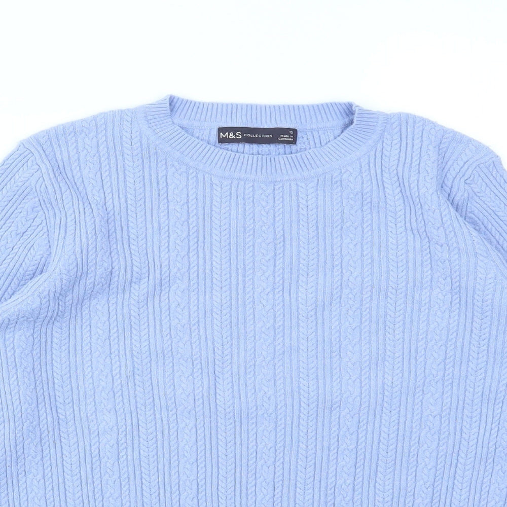 M&S Womens Blue   Basic T-Shirt Size 12