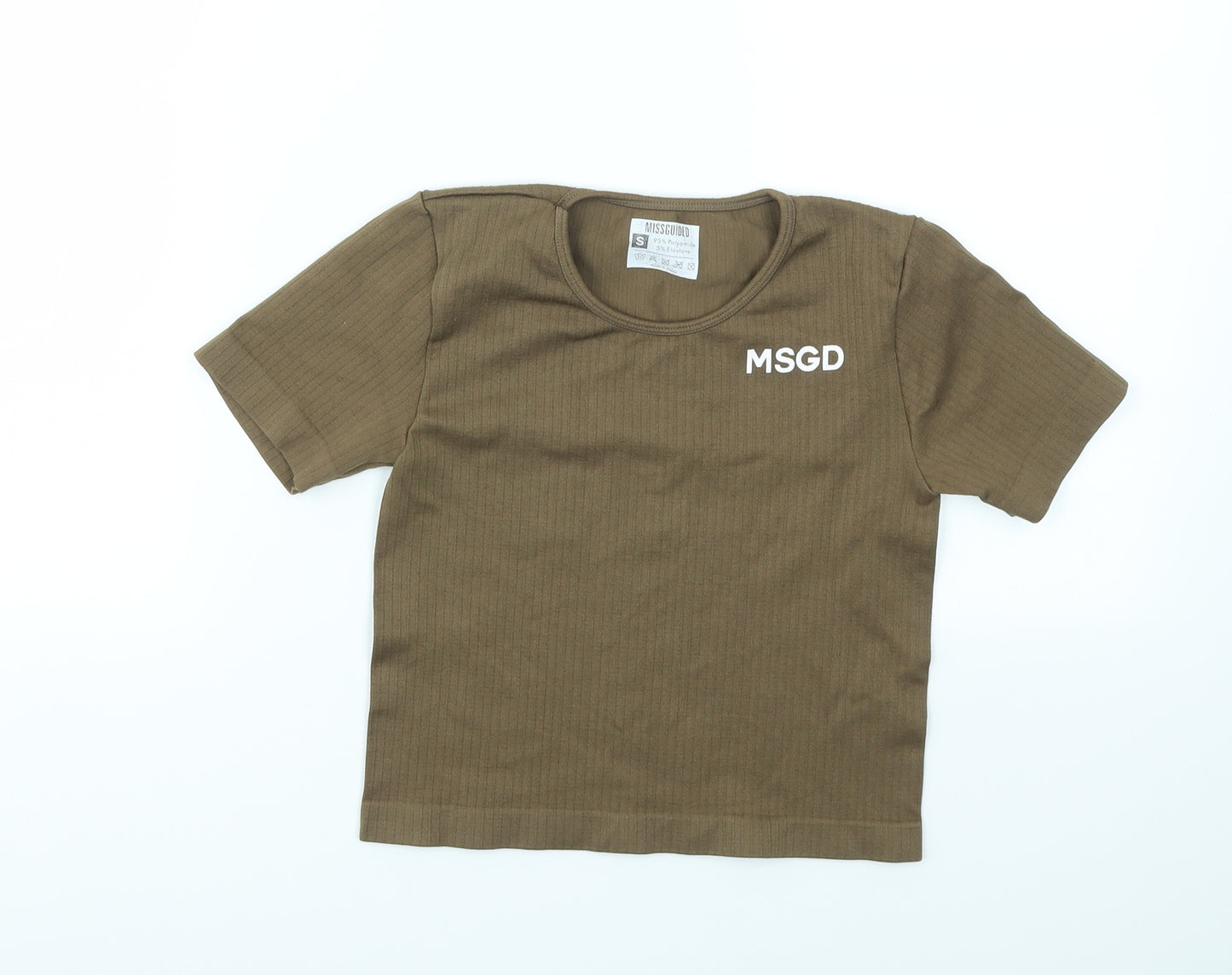 miss guided Womens Brown Houndstooth  Basic T-Shirt Size S