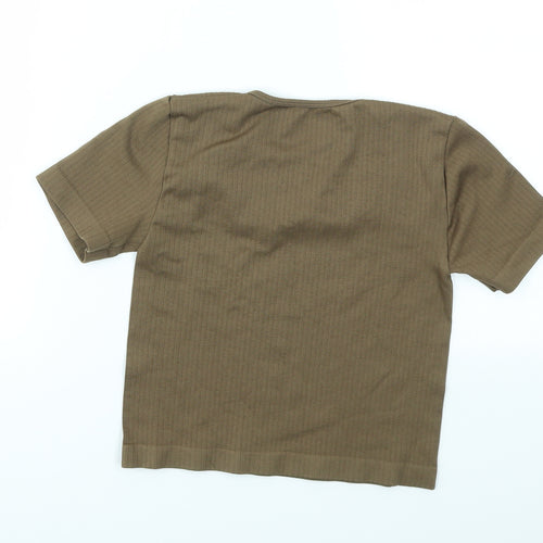 miss guided Womens Brown Houndstooth  Basic T-Shirt Size S
