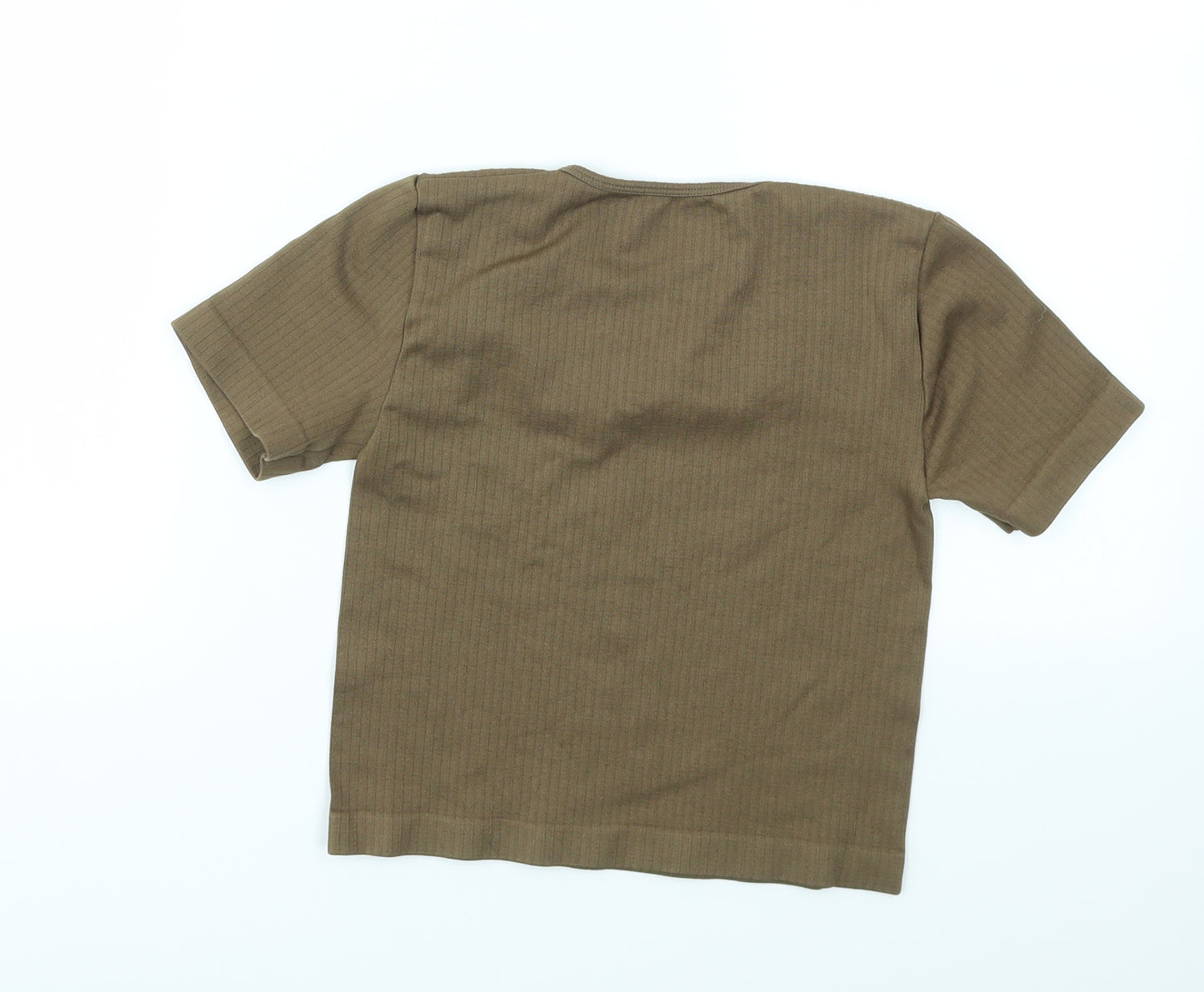 miss guided Womens Brown Houndstooth  Basic T-Shirt Size S