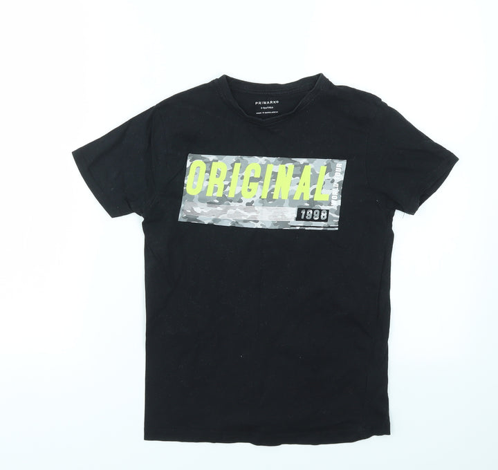 Primark Boys Black Basic T-Shirt Size 9-10 Years
