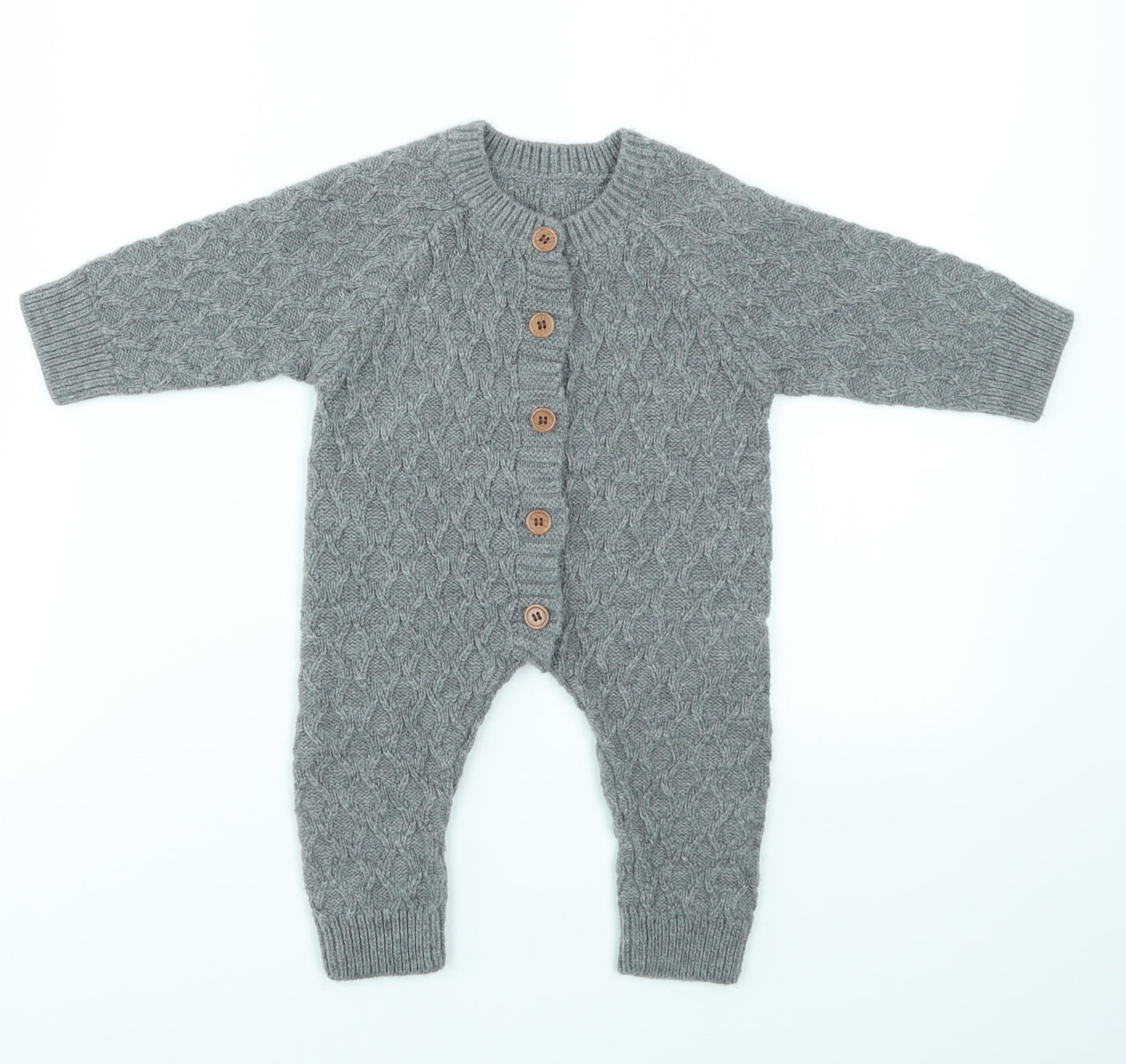 Preworn Boys Grey   Babygrow One-Piece Size 12-18 Months