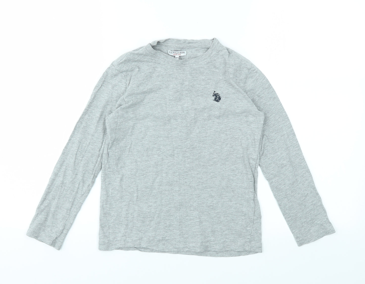 US Polo Assn. Boys Grey Houndstooth  Basic T-Shirt Size 8-9 Years