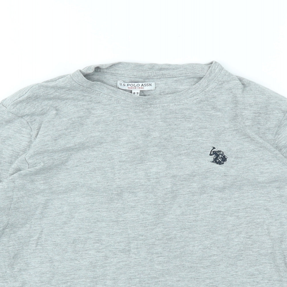 US Polo Assn. Boys Grey Houndstooth  Basic T-Shirt Size 8-9 Years