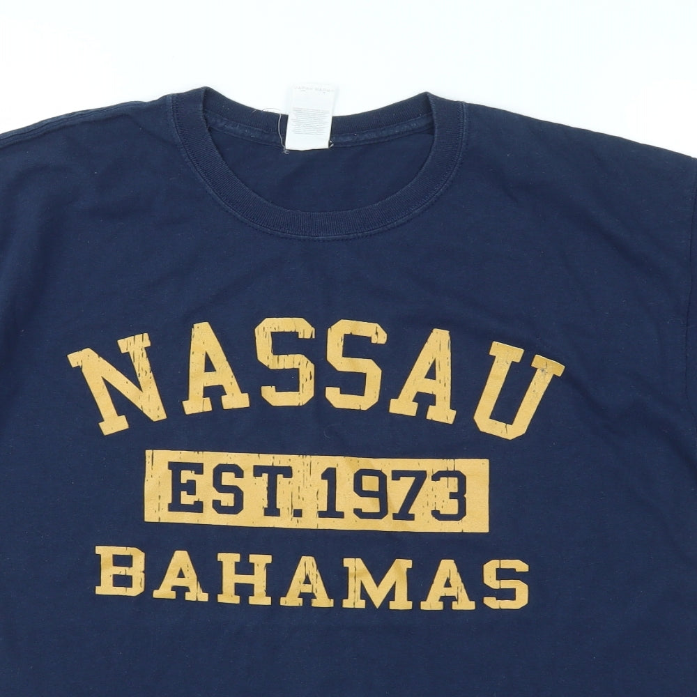 Gildan Mens Blue    T-Shirt Size L