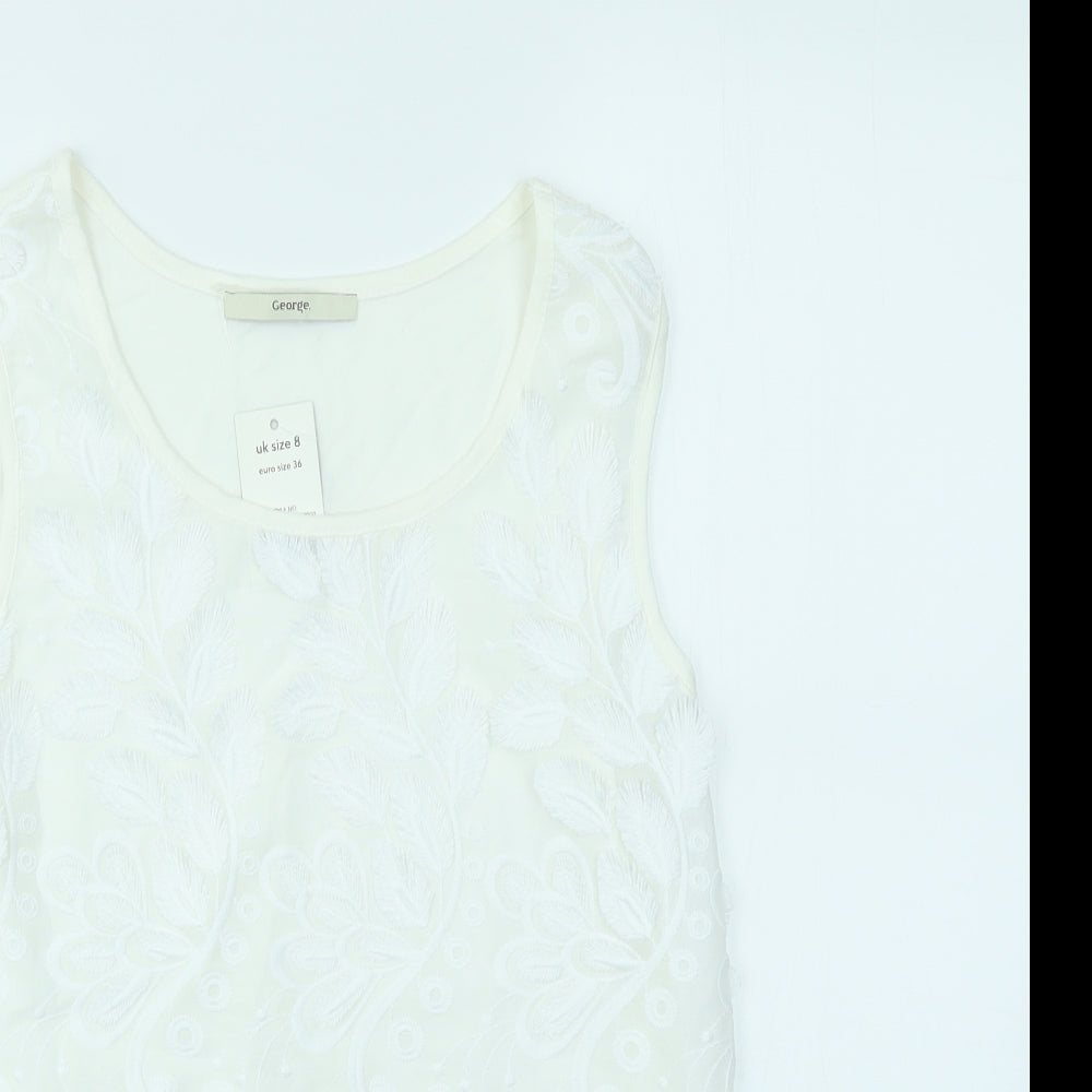 George Womens White   Basic T-Shirt Size 8