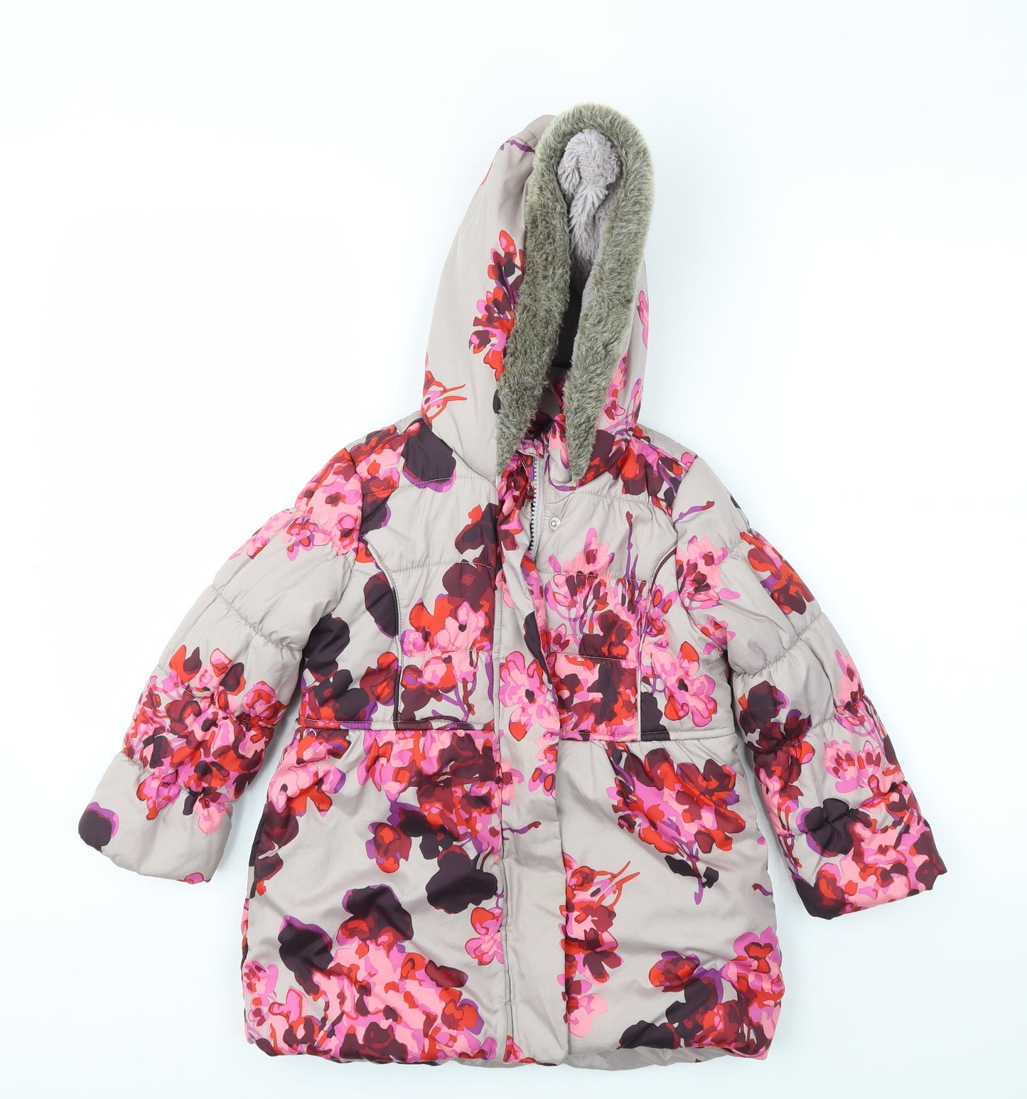 RJR.John Rocha Girls Ivory Floral  Basic Coat Coat Size 5-6 Years