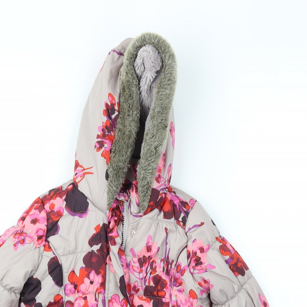 RJR.John Rocha Girls Ivory Floral  Basic Coat Coat Size 5-6 Years