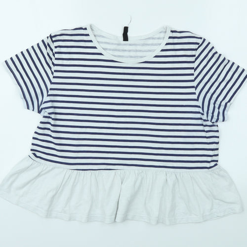 SINSAY Girls Multicoloured Striped  Basic Polo Size L
